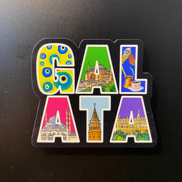 Turistik hediyelik magnet - Kare Logo formunda Yazı