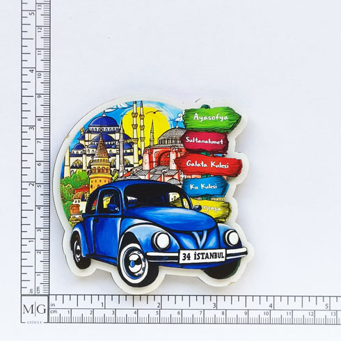 Turistik hediyelik magnet - Balat Vosvos formu 3mm Arkalıklı Çift Kat